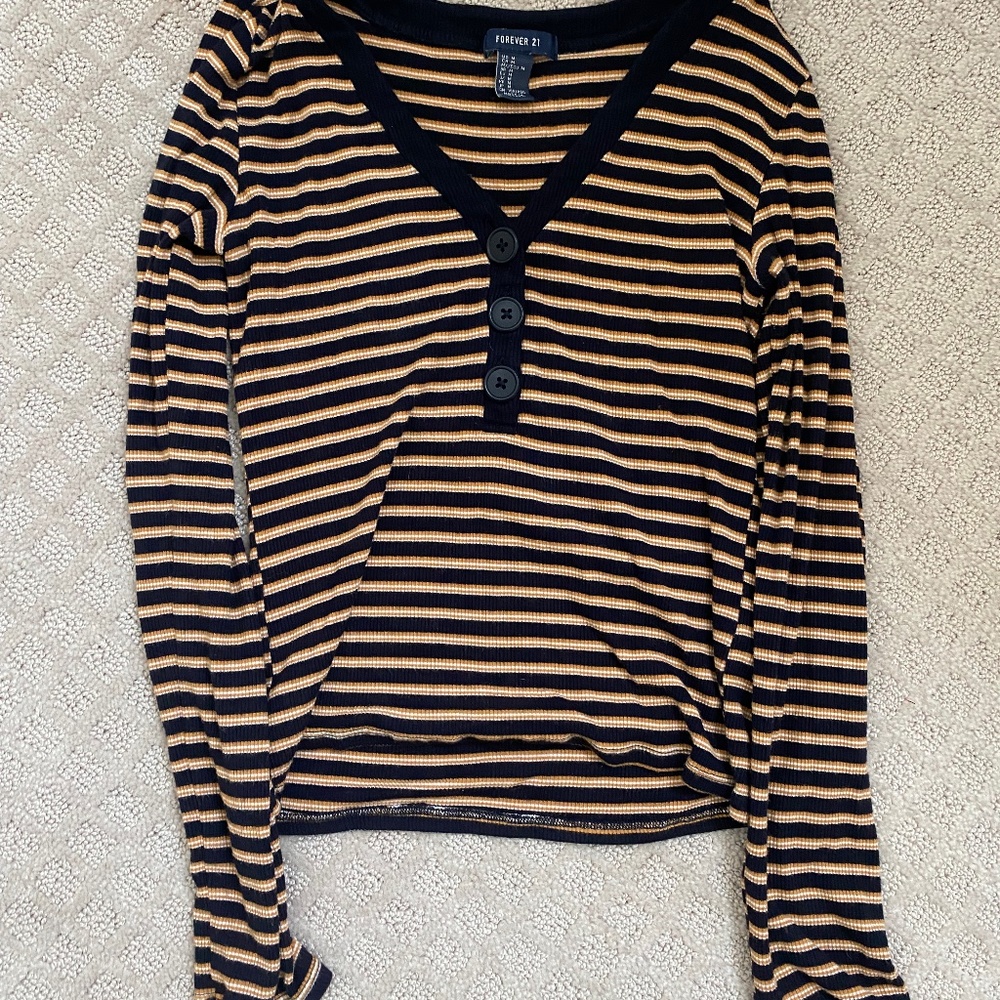 M Yellow And Blue Striped Long Sleeve Shirt